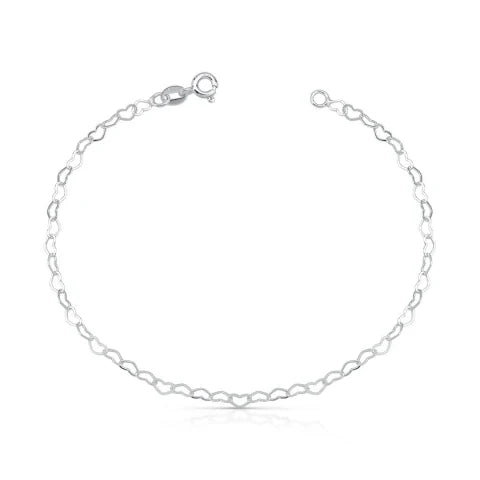 Pulseira de Prata Elo Coração Fio 040
